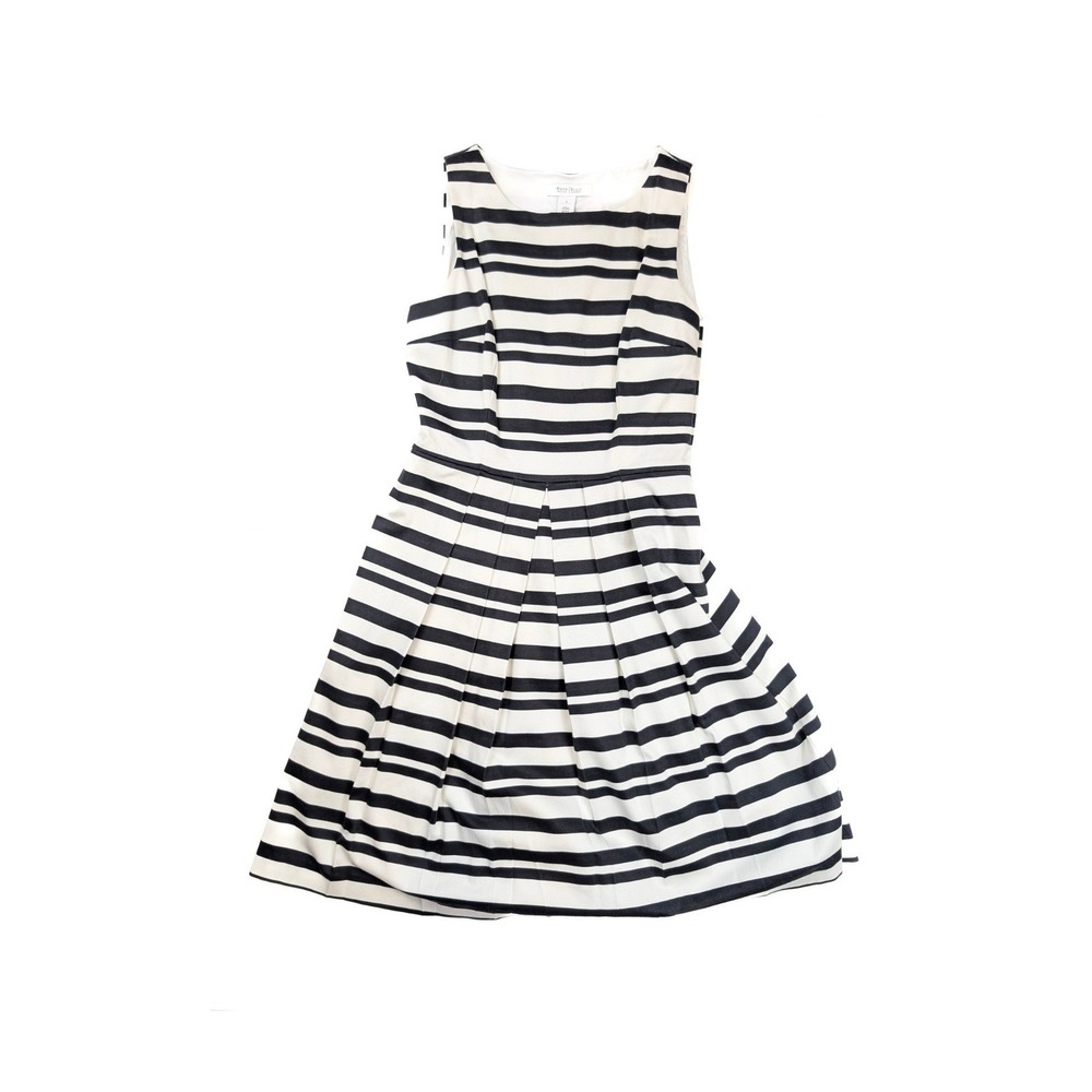 White House Black Market Sleveless Black White Striped Midi Dress Women's Size 6 - Picture 1 of 6
